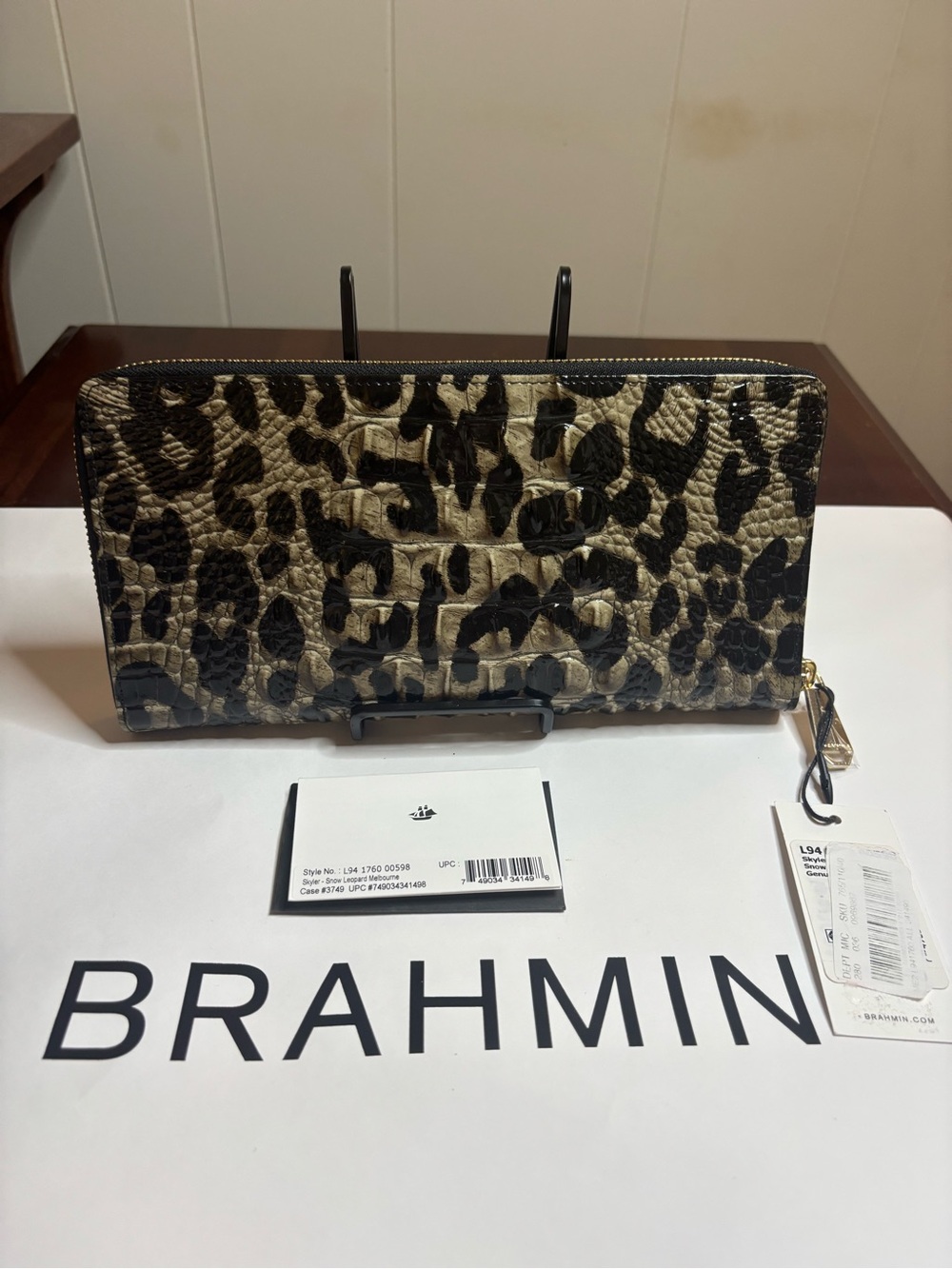 Brahmin Skyler Snow Leopard Zip-Around Wallet - Picture 1 of 7